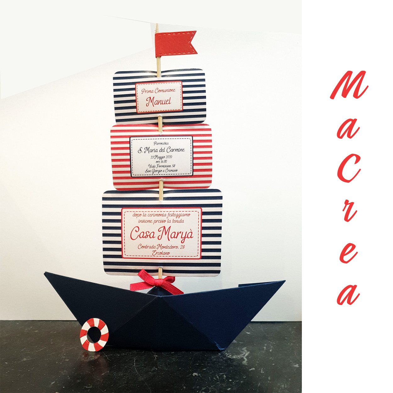 Invito prima comunione barca a vela in 3D by MaCrea