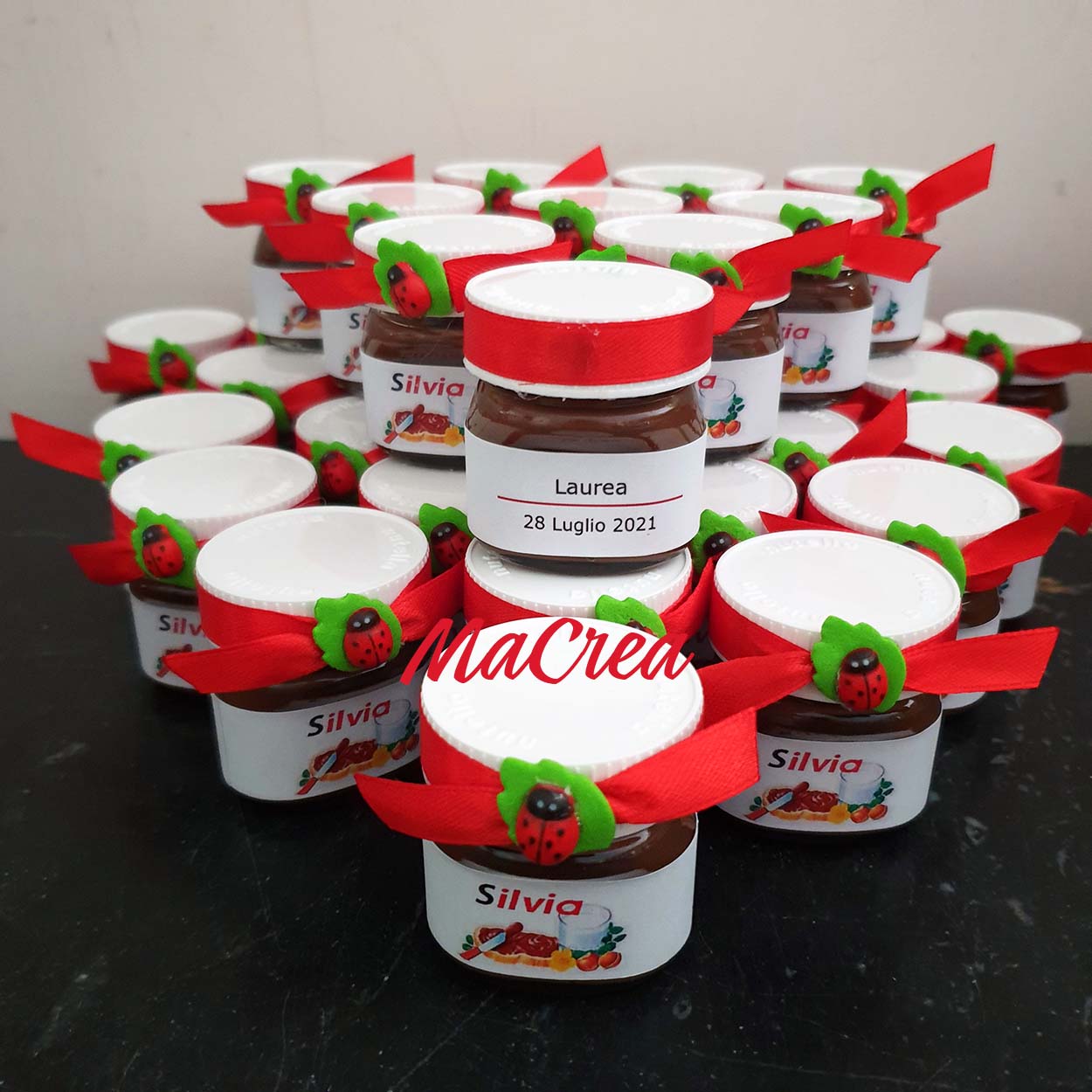 Bomboniera laurea personalizzata nutella 25 gr. by MaCrea 