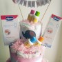 Torta Baby Girl: tre piani di pannolini Huggies Unistar Misura 3.