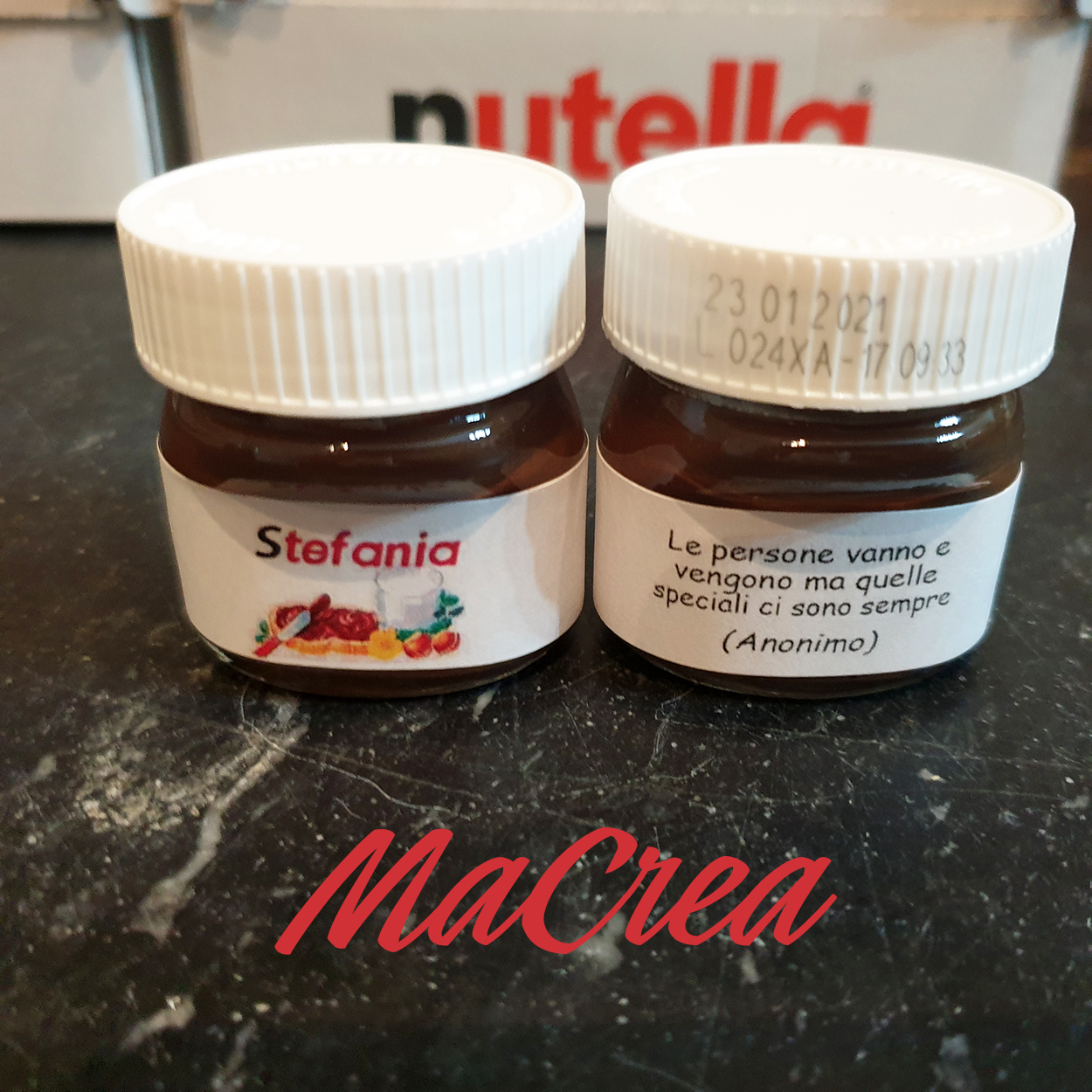 Vasetto Nutella 25gr. personalizzato fronte/retro by MaCrea